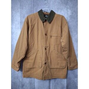 Vtg Red Head Canvas Barn Coat Field Jacket Mens L Flannel Lined Vented Corduroy